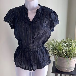 H&M Blouse with gather waist and silver thread